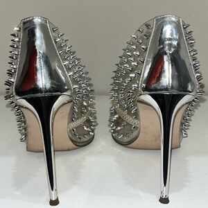 Silver Spiked Women's Heels